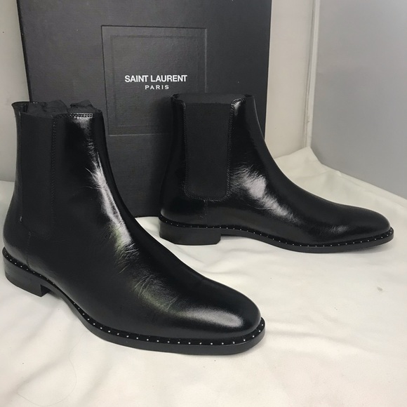 Saint Laurent Paris Leather Studded Chelsea Boots - Picture 6 of 11